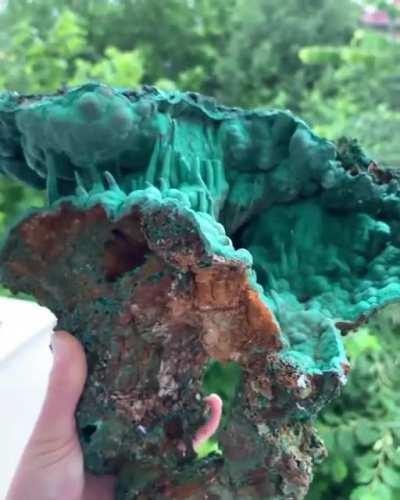 Phenomenal Green Malachite Geode Looks Like a Diorama of a Cave