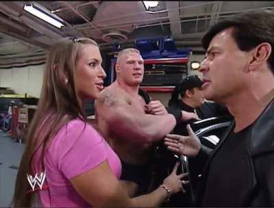 Stephanie backstage with Eric Bischoff