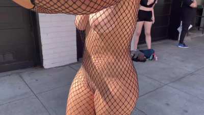 what would you do if you saw me wearing just a fishnet in public
