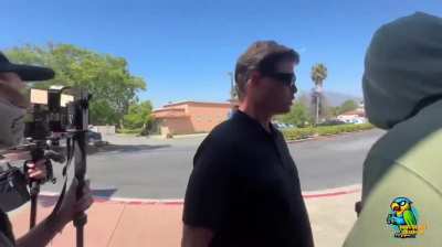 California Man freaks out of people filming a video in public