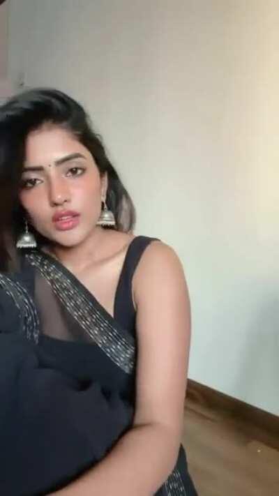 Eesha showing off her boobs and armpits in see-through saree