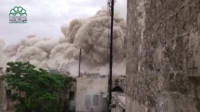 Islamic Front tunnel bomb detonates underneath the Carlton Citadel hotel - Aleppo - 5/8/2014