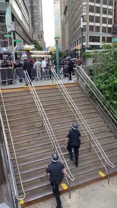 NYPD refusing to let protesters into the subway station so they can get home before curfew starts