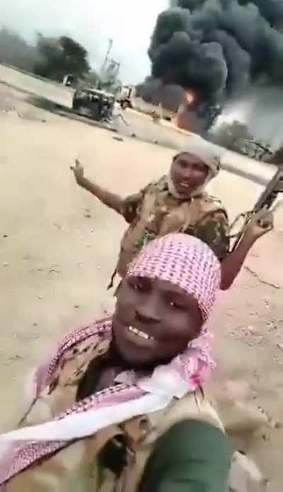 Scenes from the successful ambush carried out by the Sudanese Armed Forces on Al-Kadro Street for a convoy of the Rapid Support Forces, showing many burned vehicles and fuel tankers. 