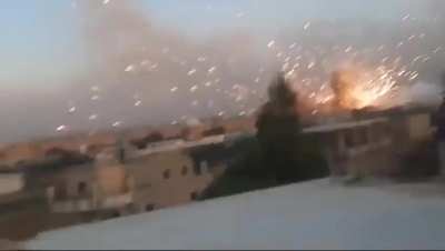 Hezbollah rocket goes stray after cookoff in an Israeli strike at Bekka, Lebanon