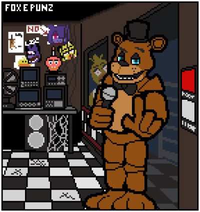 FNAF 1 but instead of chomping you when he enters the office he just sits there snarking you 