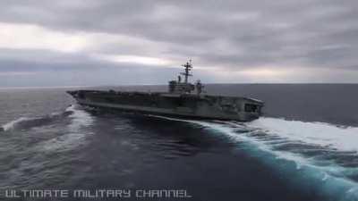 US Nimitz-class supercarrier in a series of extreme rudder tests