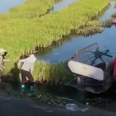 An innovative way of growing rice over water rather than land.......