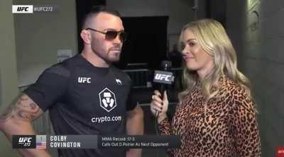 Colby Covington leaving Laura Sanko speechless.