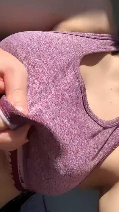 Do you like my sports bra titty drop?? 🙈