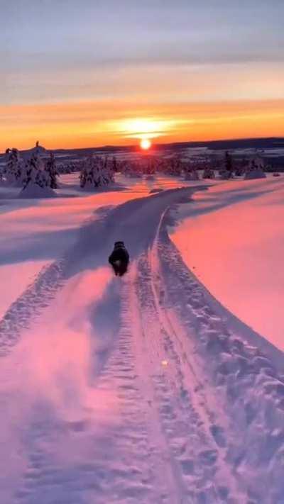 Skiing with a friend in Norway