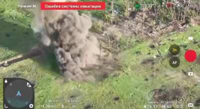 Footage of the Russian ground-based kamikaze drone with a radio-controlled charge of 50 kg of plastic explosive against Ukrainian Armed Forces positions in the Avdiivka direction