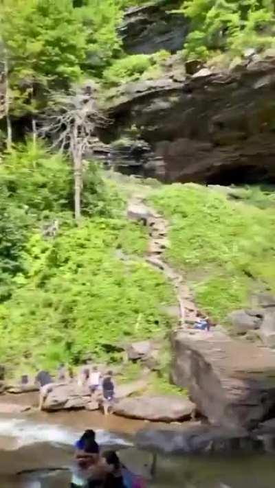 Baby's reaction to seeing a waterfall