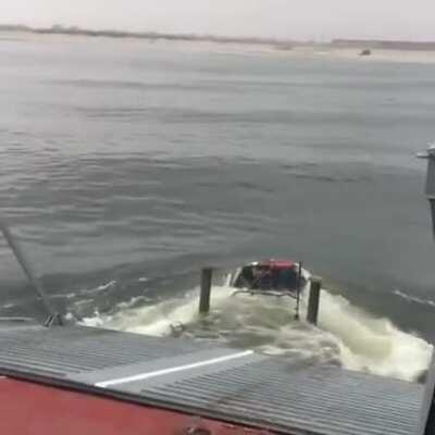 Russian Baltic Fleet Naval Infantry BTR-82 APC jumping into the seea