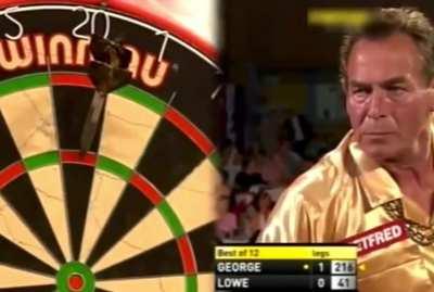 This professional dart player’s celebration.