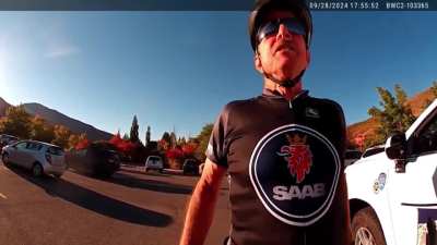 Cyclist who went viral for harassing a man for 