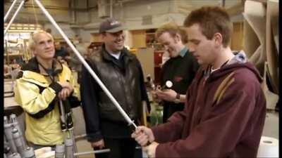 Ewan McGregor choosing his lightsaber.