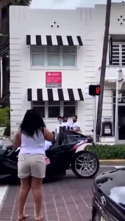 Man in Miami attempts to dine and dash. Waiters run after him and catch him.