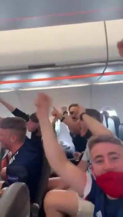 Scotland fans belting out 'Yes Sir, I Can Boogie!' at 30,000 feet