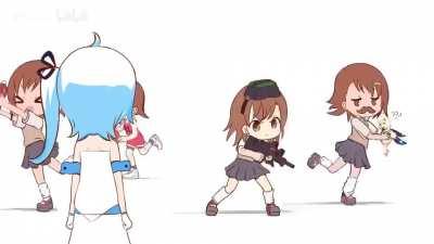 Misaka shaking a Bottle