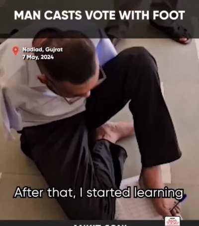 Specially-Abled Voter From Nadiad, Gujarat Casts Vote Using His Feet (Every vote counts)