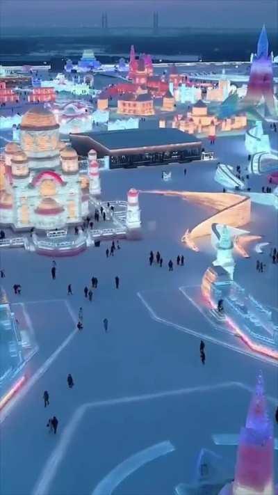 A city made of ice in Harbin that's built annually and will melt away after 3 months