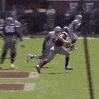 Mississippi State quarterback does a helicopter.