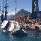 A yacht’s anti-capsizing test for rough seas