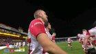 Spectacular Harris try Vs Warriors after Cipriani crossfield kick and one-handed take &amp;amp; grubber from Rees-Zammit