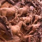 Insane high detail wooden sculpture of multiple horses running