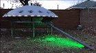 A chicken coop built to resemble a UFO