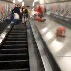 Sliding off an escalator