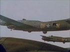 Color footage of American B-17 Flying Fortress bombers under attack by German Messerschmitt Bf 109 fighter aircraft, 1943