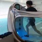 An underwater treadmill used for injury recovery