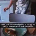 Trying to vacuum excess pepper