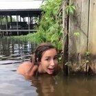 Woman catches huge catfish