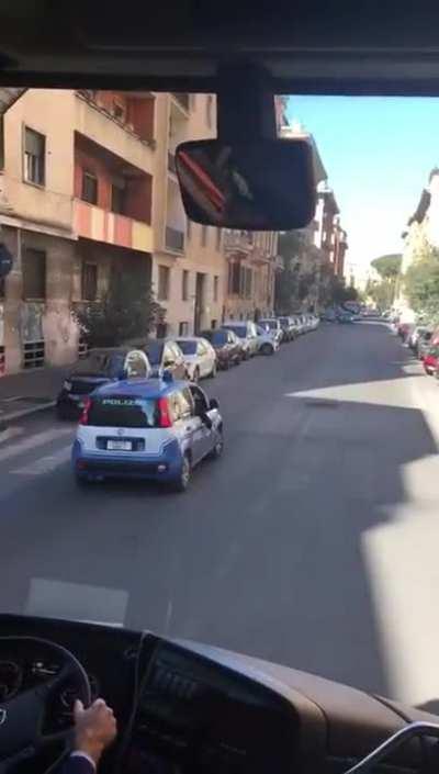 Irish Rugby team getting a police escort in Rome, Italy