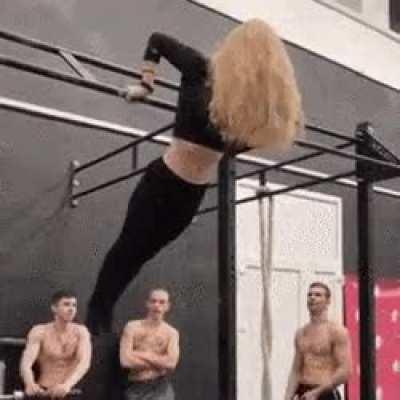 Super Girl Performs Incredible Physical Feat, As Male Onlookers Walk Away In Disbelief...