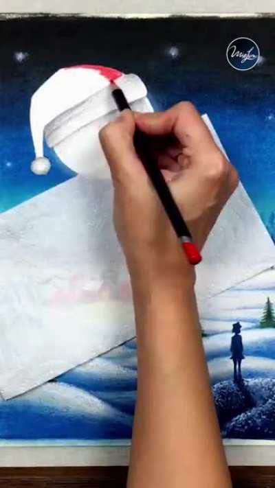 Impressive Christmas drawing in Time Lapse