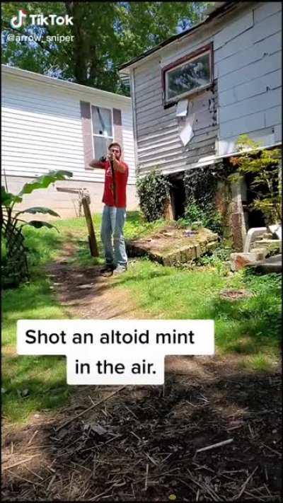 This guy shooting a mint with a bow