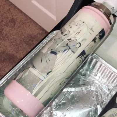 I’m making a Zero Two water bottle! It’s made with actual manga pages!