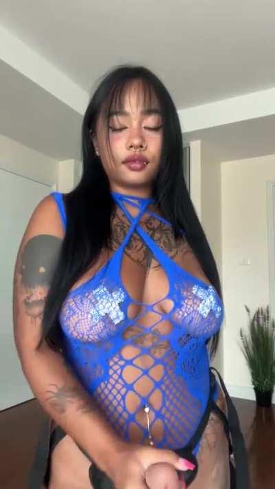 Would you be a good pet and let your mistress throat fuck you with her 10' cock?