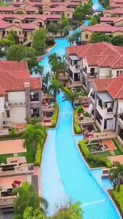 All these houses are connected by a pool