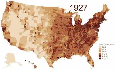 A gif showing how US population density has changed over the years