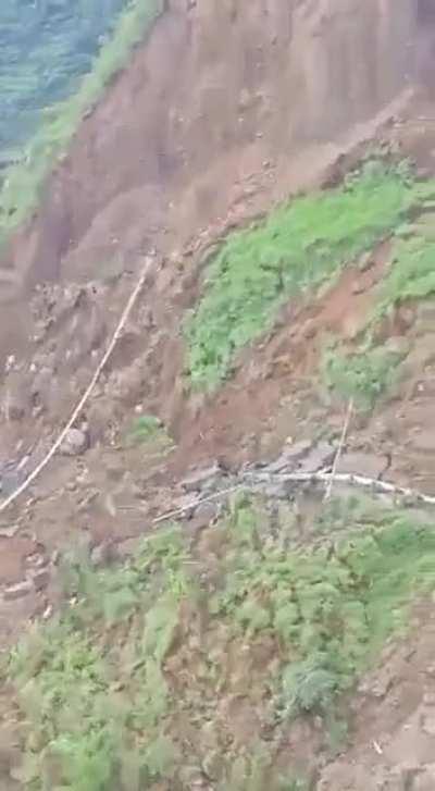 Recent landslide in Himachal Pradesh, India .