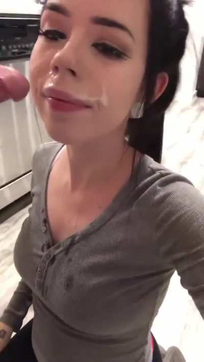 All over her face