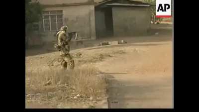 Nigerian-led ECOMOG peacekeepers taking control of Sierra Leone's northern town of Makeni, 1998.