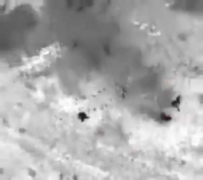 Nightvision footage of 3 russians being eliminated by small arms and a drone near Pokrovsk