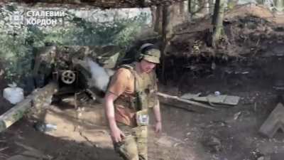 100 mm field gun M1944 (BS-3) crew operating against Russian infantry hiding in tree lines in Kharkiv Oblast with the guidance of drones. 15th Mobile Border Guards Detachment 