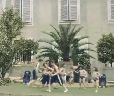 Acrobats 125 years ago in Paris 1896. Colorized and speed adjusted